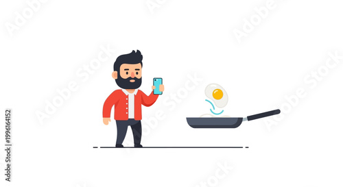 Man taking photo of fried egg.