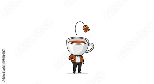 A cartoon man with a tea cup.