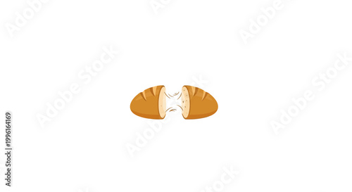 A broken croissant on a white background.