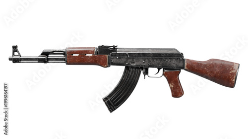 Принти на полотні Detailed view of an iconic AK-47 assault rifle with wooden furniture