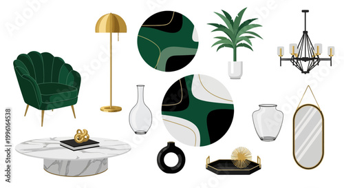 Elegant interior furniture vector design collection set