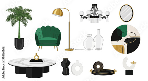 Modern furniture elements vector illustration interior set