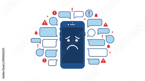 Sad face on a smartphone screen.