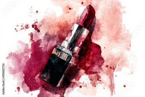 Elegant Red Lipstick on Artistic Background