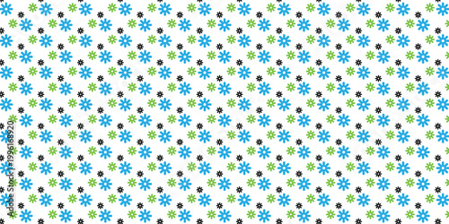Blue and Green Minimalist Floral Seamless Vector Pattern