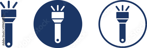 Three dark blue flashlight on white background