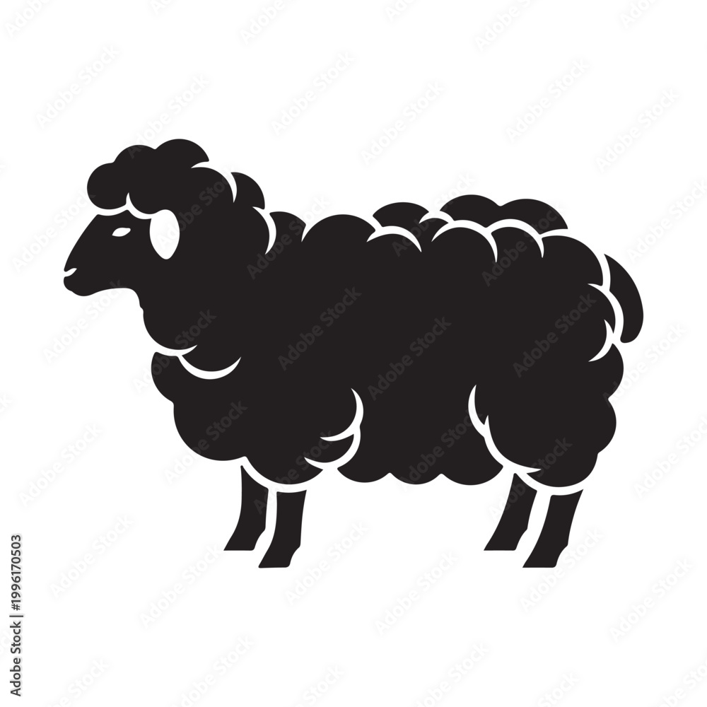 Obraz premium Black sheep silhouette isolated on white background