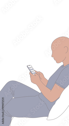 Person relaxing while using smartphone, digital detox concept