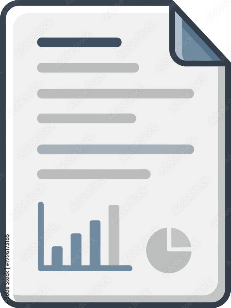 Fototapeta premium Document with green bar chart and pie chart