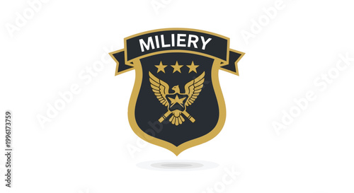 Professional military emblem badge with eagle and stars for unit insignia or branding isolated on white background