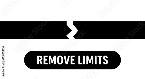 "Remove Limits" vector graphic illustration with a bold black broken line design symbolizing overcoming boundaries, challenges, and restrictions for future success.