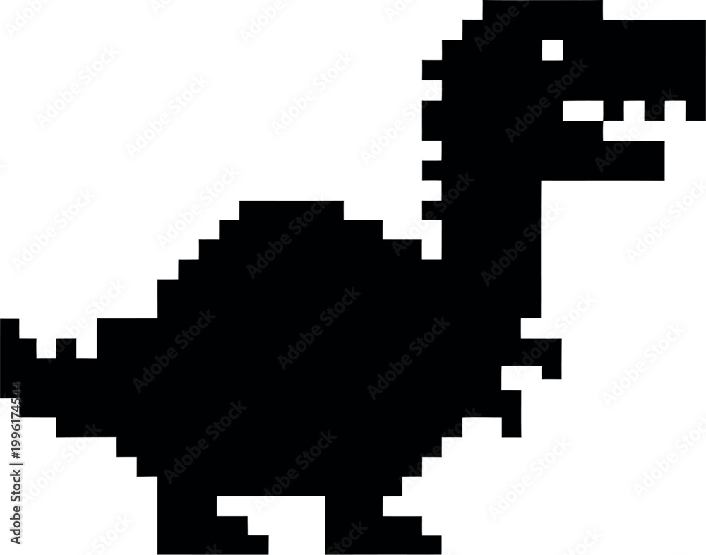 Fototapeta premium Pixel art dinosaur character in black color