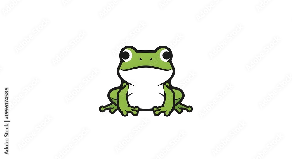 Fototapeta premium Cute Cartoon Frog Illustration on White Background.