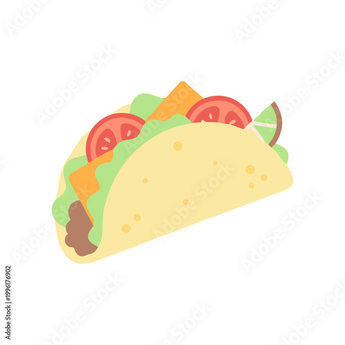 Taco with meat and vegetables inside.