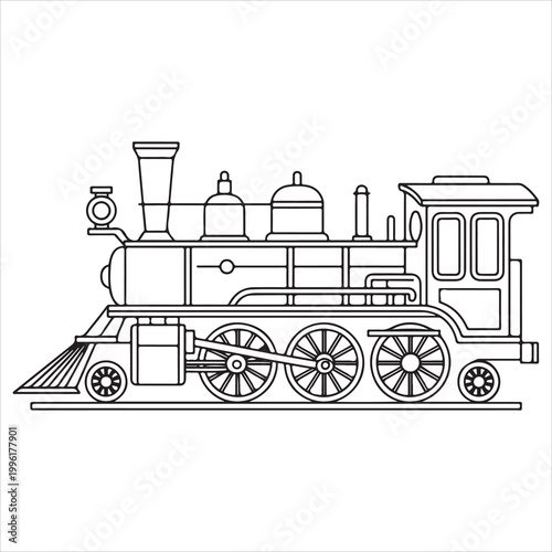 Vintage steam locomotive with detailed engine components