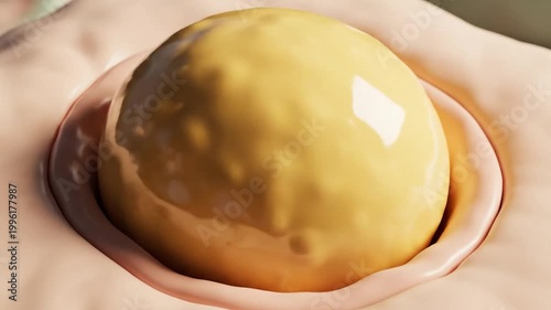 Expanded Fat Cell Storing Energy in Simplified 3D Illustration