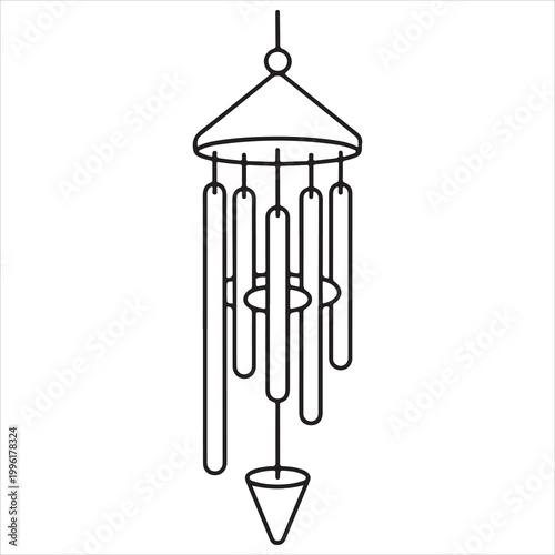 Elegant wind chime with four tubes and a cone striker