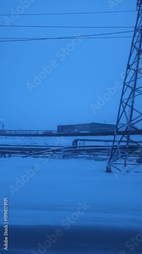 polar night view of the city Norilsk