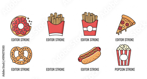 Collection of popular fast food items and snacks.