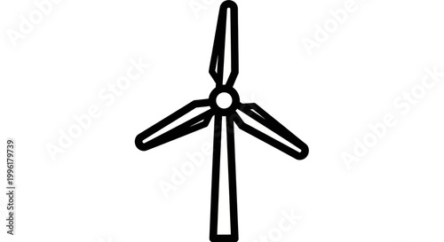 A simple black line drawing of a wind turbine