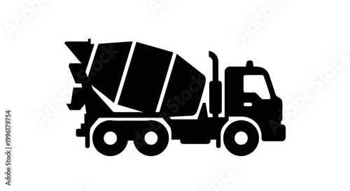 Black silhouette of a cement mixer truck