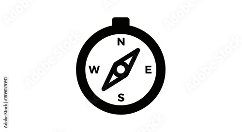 Black compass icon with directional letters