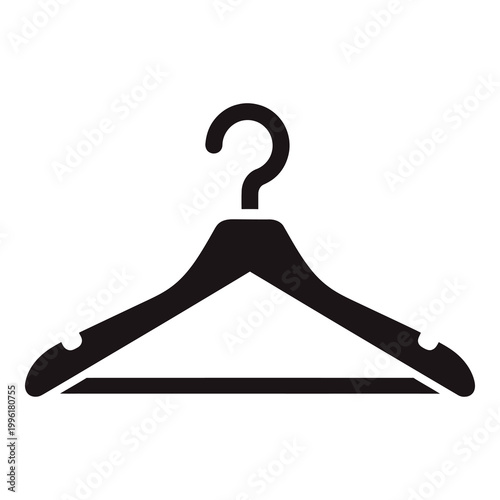 Clothing hanger icon in black silhouette on white background icon