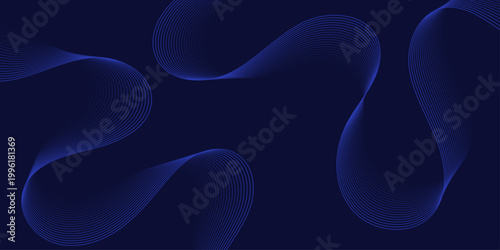 Abstract dark blue background with lines and waves, futuristic vector design for technology and web	
