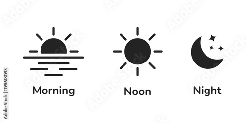 Quadro su tela Morning, noon, and night icons