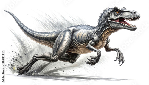 Detailed illustration of a running raptor