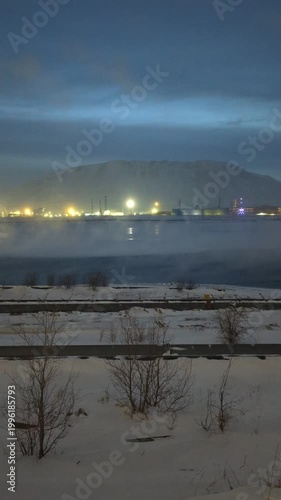 polar night view of the city Norilsk
