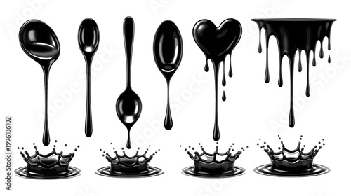 Water splash vector set icon in black. A fresh droplet's isolated black set icon. Vector illustration of splash water on a white background.