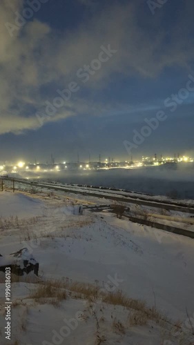 polar night view of the city Norilsk