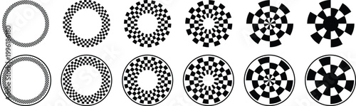 Circular geometric mandala pattern collection isolated on white background