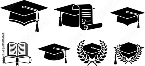 Milestone achievements cap,Academic graduation caps,Graduation cap icon set,Academic success,Vector of academic graduation caps,Top rated graduation cap, 