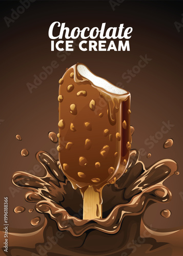 Chocolate Ice Cream Bar with Nuts and Splash
