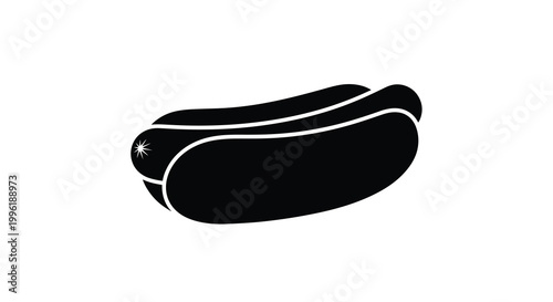 hot dog silhouette on white background high quality