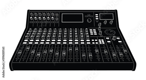audio mixer silhouette on white background high quality