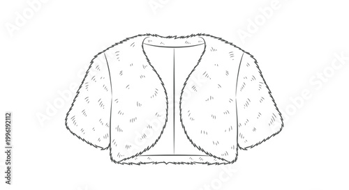 fur collar line drawing on white background
