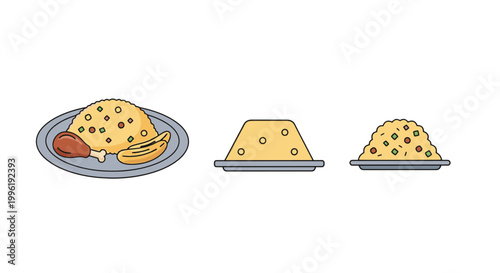 Jollof Rice Platter Line art modern minimal abstract vector