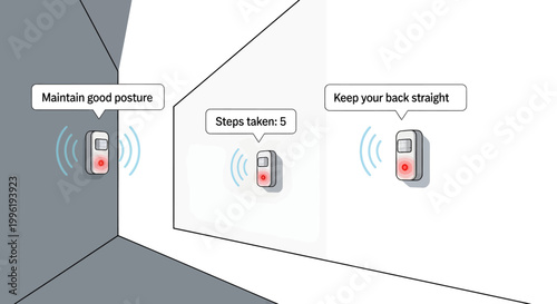 Posture reminder icons with good back support tips