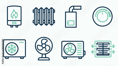 Residential HVAC and Climate Control Icon Collection