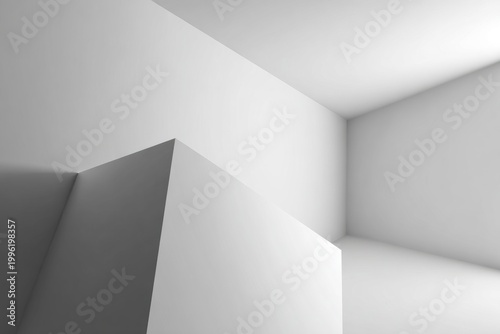 Minimalist abstract geometric interior with shadows and light