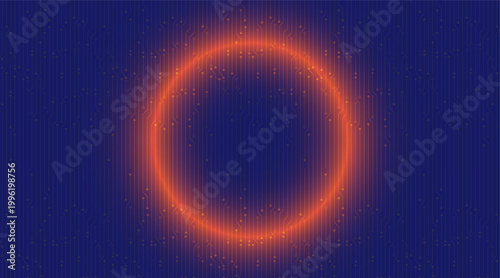 Sun Light Circle on Dark Blue Circuit Technology Background,Digital and electronic Concept design.