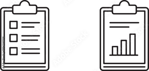 Web, Business report clipboard with graph icon for management.