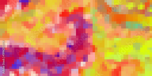 Vibrant Pixelated Abstract Background with Warm Hues of Red Yellow Orange and Purple Blending in a Mosaic Pattern