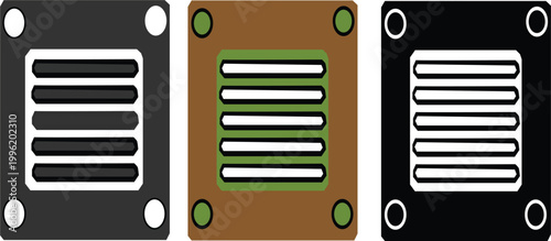 Ventilation grille and air vent Icon set modern airflow system symbol vector Illustration. In color or silhouette combination vector set.