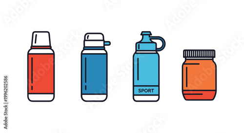 Insulated bottle Line art simple minimal shapes vector