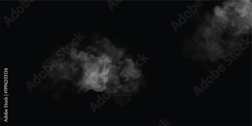 Realistic Smoke Cloud Overlay PNG Set on Black Background | Fog Mist Vapor Effect, Abstract Dust Texture, Atmospheric Dark Design Element