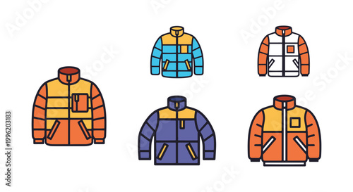 Insulated jacket Line art clean abstract creative illustration